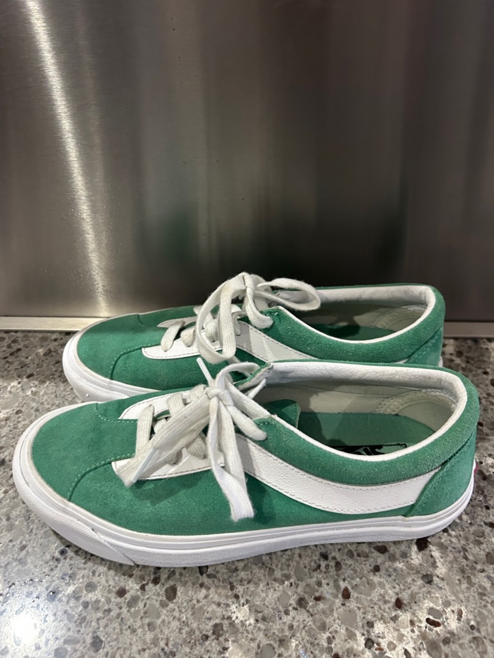 UNISEX Vans Green Suede Low-Top Sneakers with White Stripe